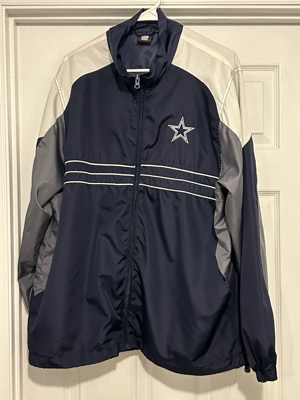 NFL Navy, Gray and White Men's Windbreaker Jacket with Star Logo